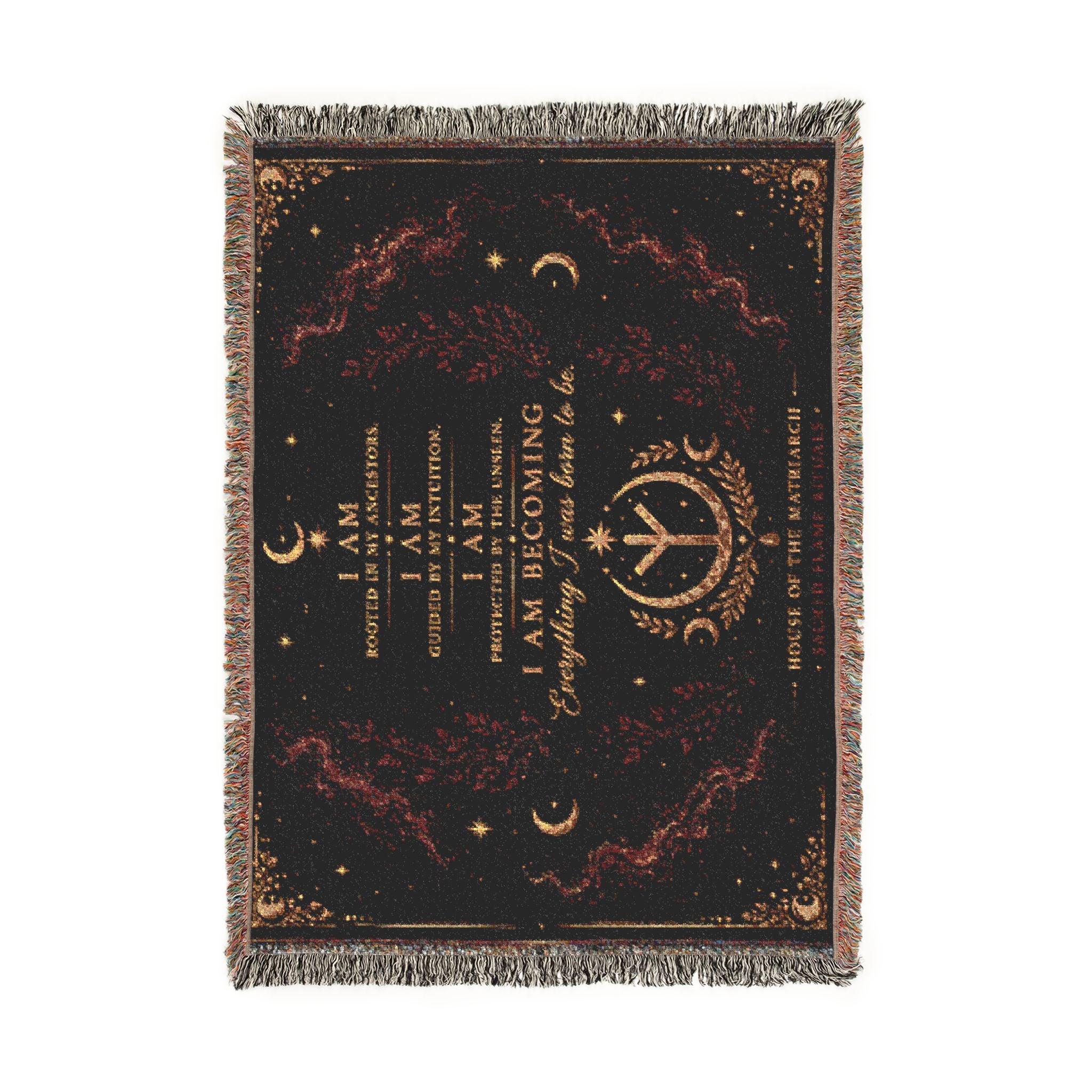 Woven Blanket — Mystical Crescent Tree Tapestry Throw