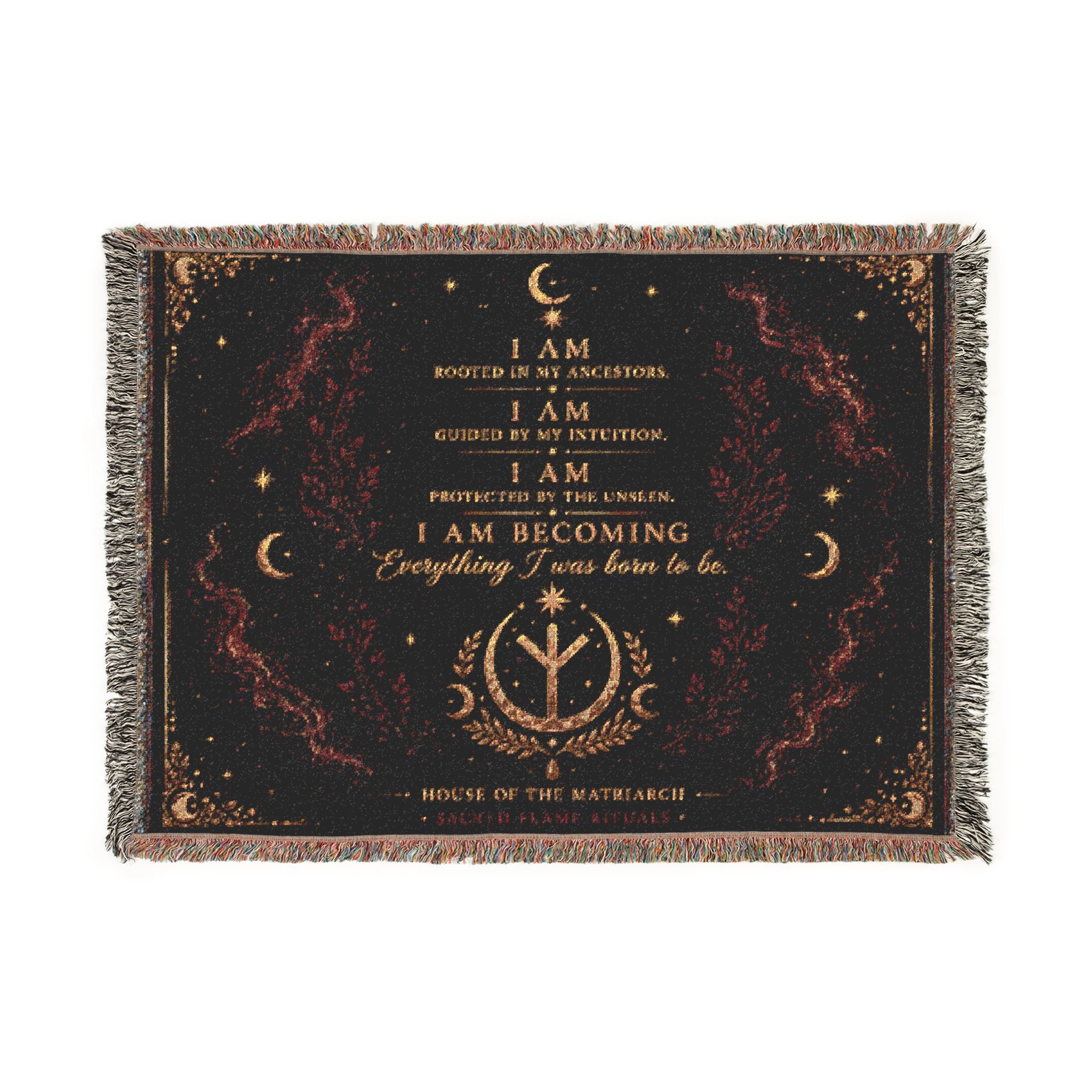 Woven Blanket — Mystical Crescent Tree Tapestry Throw